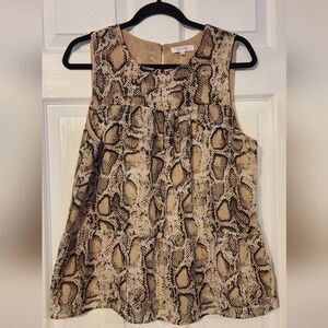 Sage & Citrus snake print sleeveless peplum top in size L